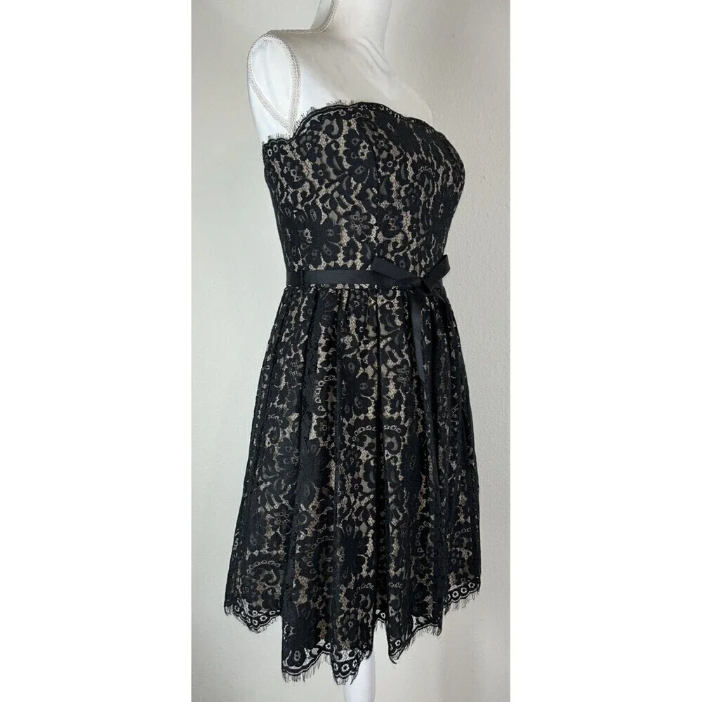 Robert Rodriguez Neiman Marcus Target Black Lace Strapless Cocktail Dress Size 6 - Picture 11 of 14